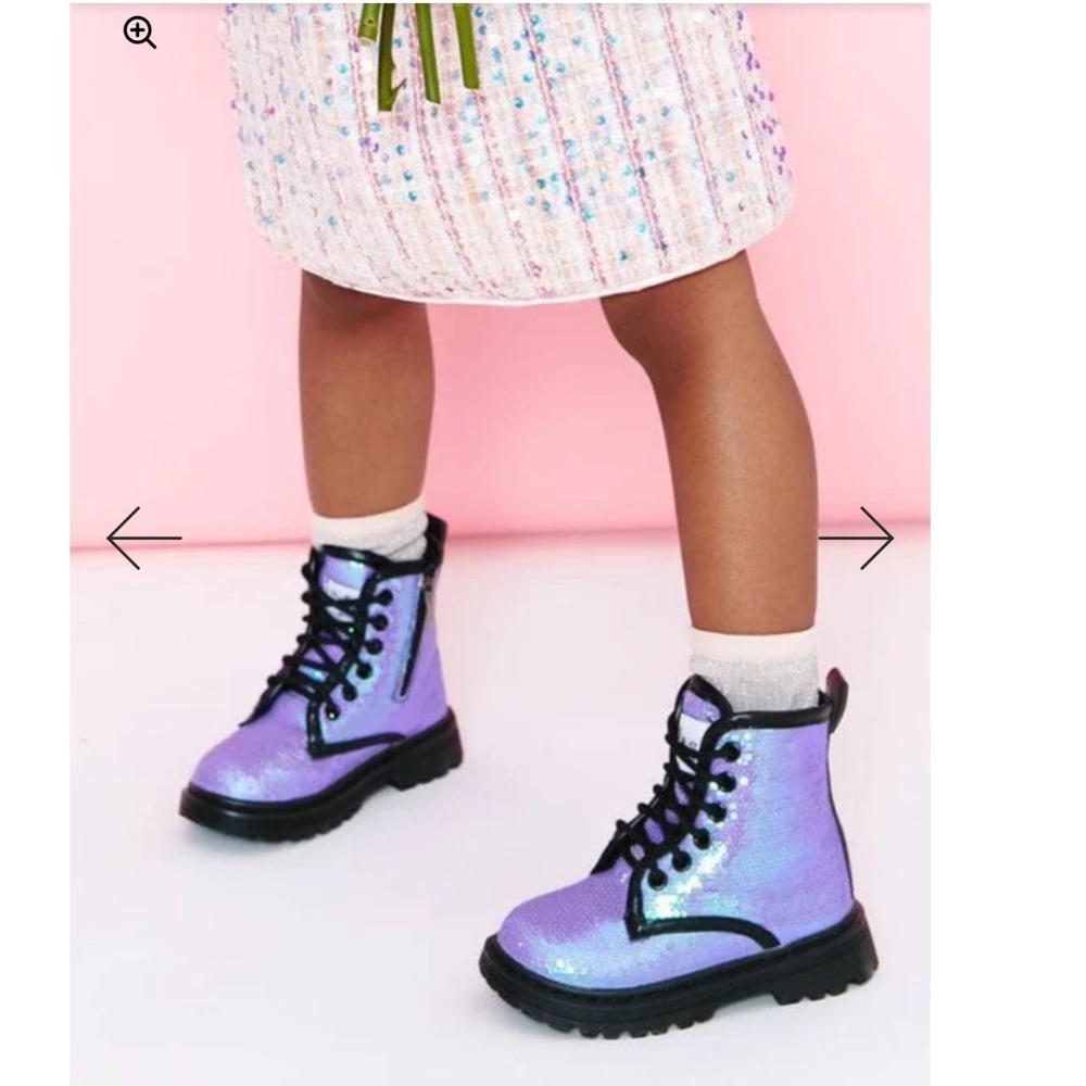 Lola + The Boys Like New Lavender Sequin Combat Boots EU 32/US 1 swiftie